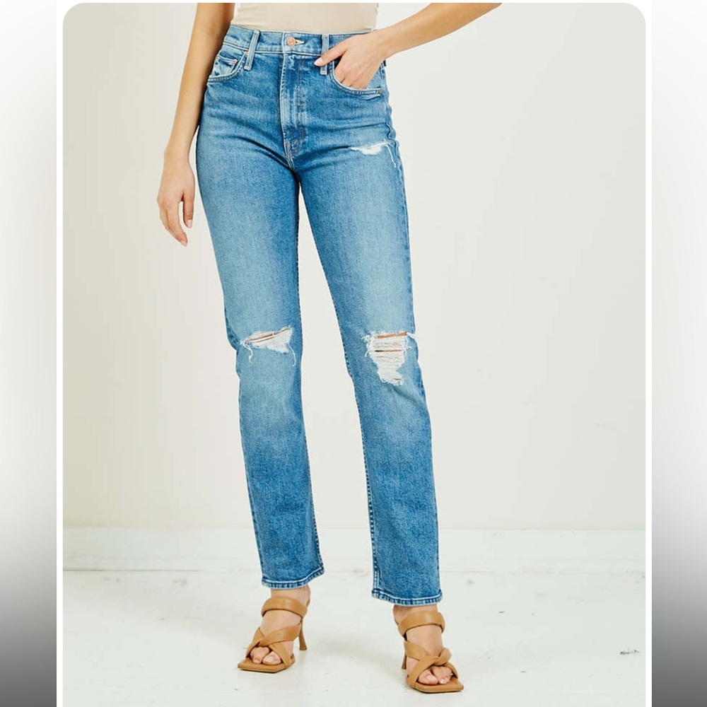 MOTHER DENIM High Waisted Rider Skimp Jeans in Bloom and Doom
